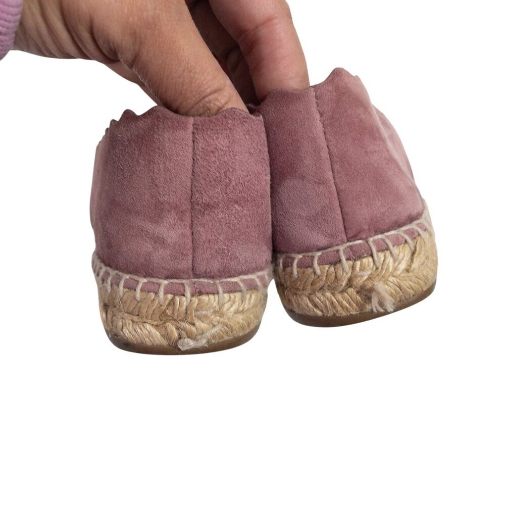 Chloe Scalloped Pink Suede Espadrilles Slip-On Flats Size 9 - Picture 4 of 16